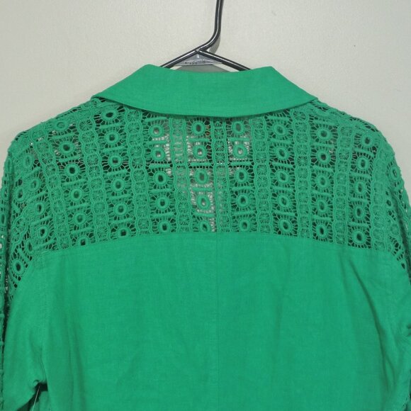 Multiples Linen Blend Top Jacket Shacket Green Medium - Picture 11 of 12